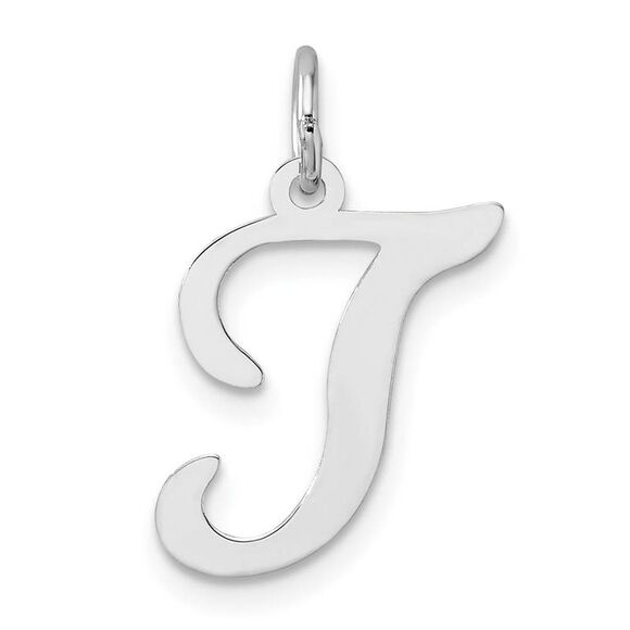 14k White Gold, Sophia Collection, Small Script Initial T Pendant - Picture 1 of 4